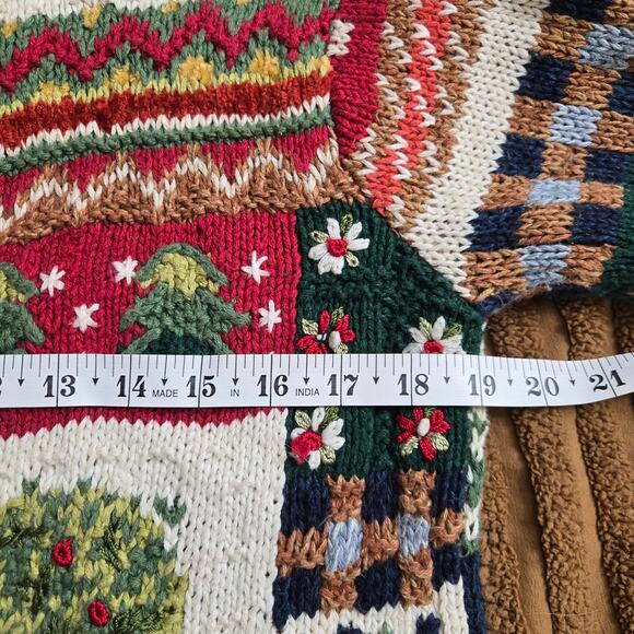 TIARA Womens Vintage 90s Christmas Holiday Embroidered Knit Cardigan Sweater MP - Picture 10 of 11